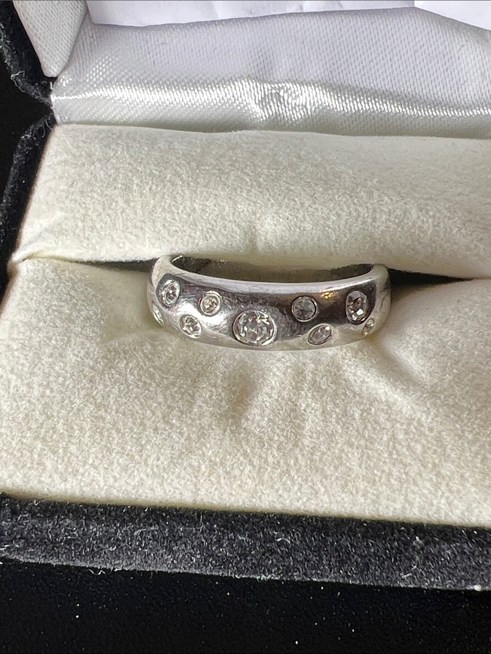 Sterling Silver Bubble CZ Band Ring - Silver White